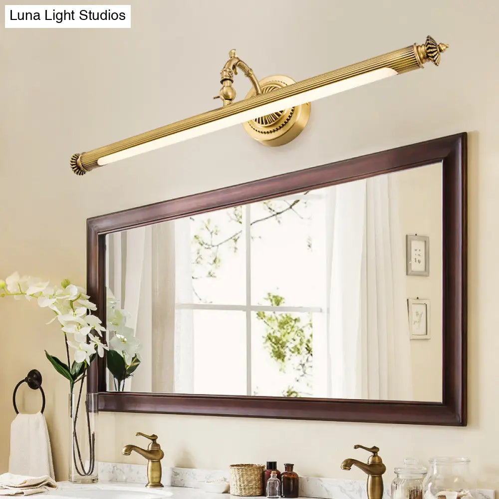 Traditional Brass Tube Vanity Sconce - Metal Bath Wall Mount Light With Rotary Joint