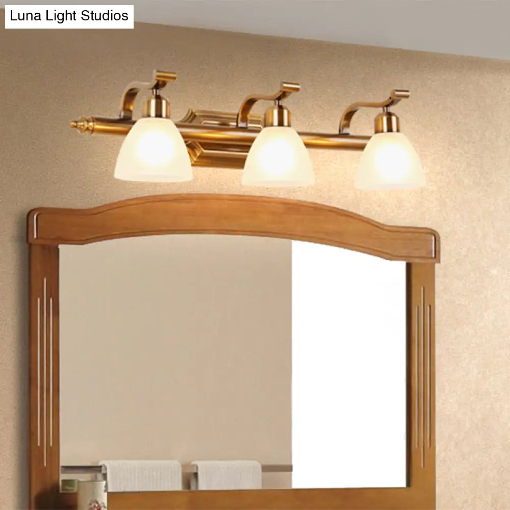 Traditional Brass Vanity Lamp - Wall Mount Light Fixture For Bathroom With Metal Bowl And 2/3/4