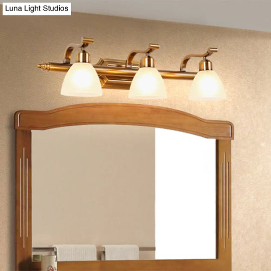 Traditional Brass Vanity Lamp - Wall Mount Light Fixture For Bathroom With Metal Bowl And 2/3/4