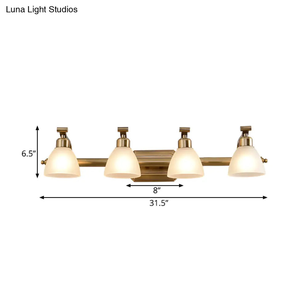 Traditional Brass Vanity Lamp - Wall Mount Light Fixture For Bathroom With Metal Bowl And 2/3/4