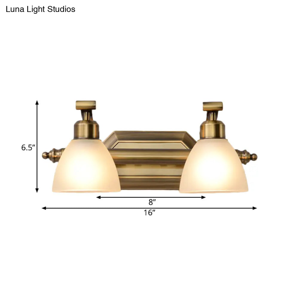 Traditional Brass Vanity Lamp - Wall Mount Light Fixture For Bathroom With Metal Bowl And 2/3/4