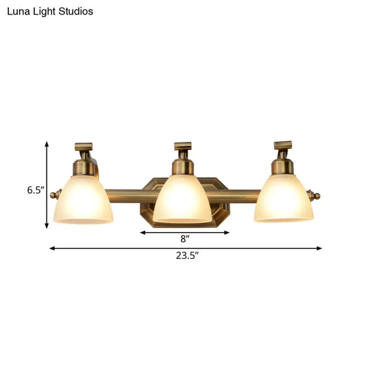 Traditional Brass Vanity Lamp - Wall Mount Light Fixture For Bathroom With Metal Bowl And 2/3/4