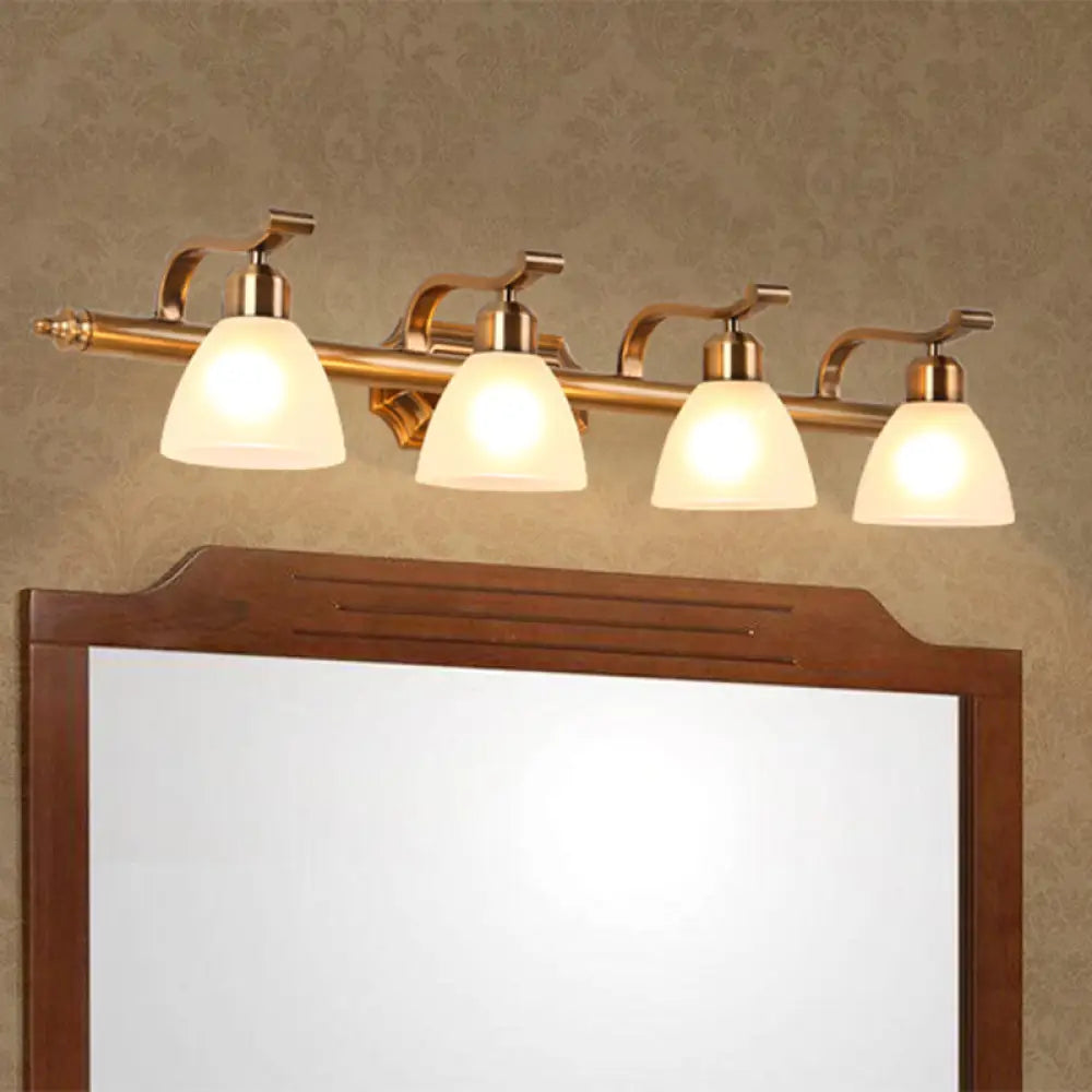 Traditional Brass Vanity Lamp - Wall Mount Light Fixture For Bathroom With Metal Bowl And 2/3/4