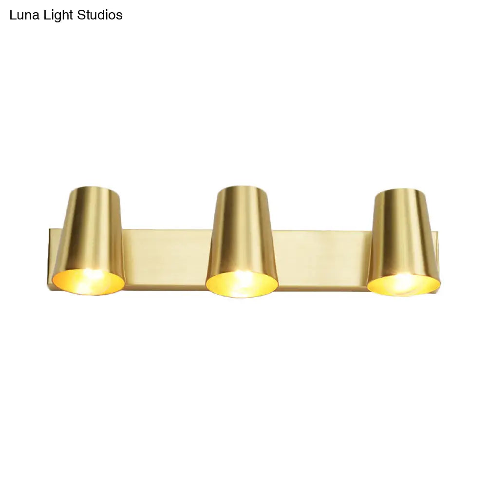 Traditional Brass Vanity Sconce For Bathroom - 1/2/3-Light Conical Wall Fixture