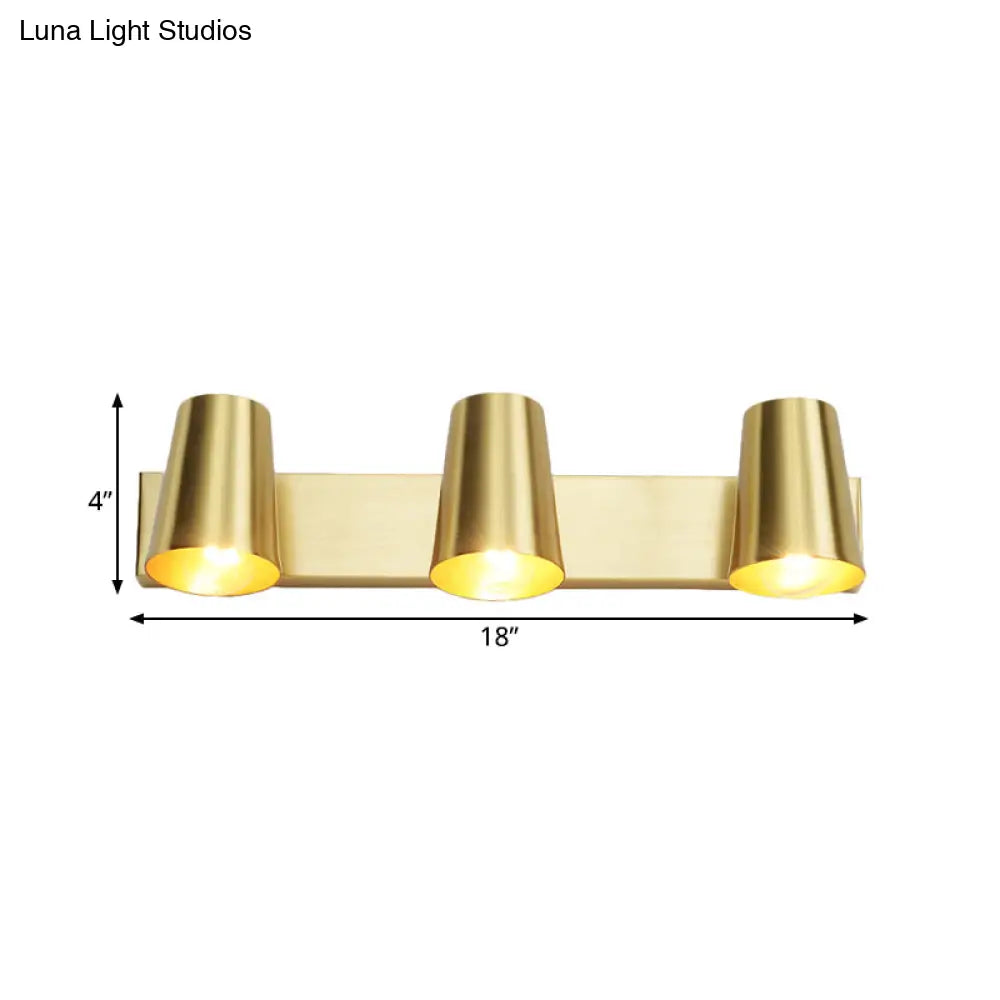 Traditional Brass Vanity Sconce For Bathroom - 1/2/3-Light Conical Wall Fixture