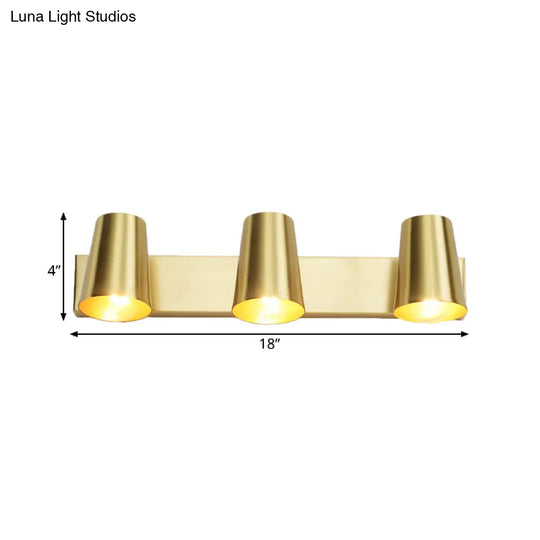 Traditional Brass Vanity Sconce For Bathroom - 1/2/3-Light Conical Wall Fixture