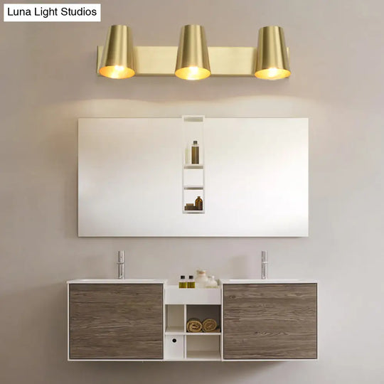 Traditional Brass Vanity Sconce For Bathroom - 1/2/3-Light Conical Wall Fixture