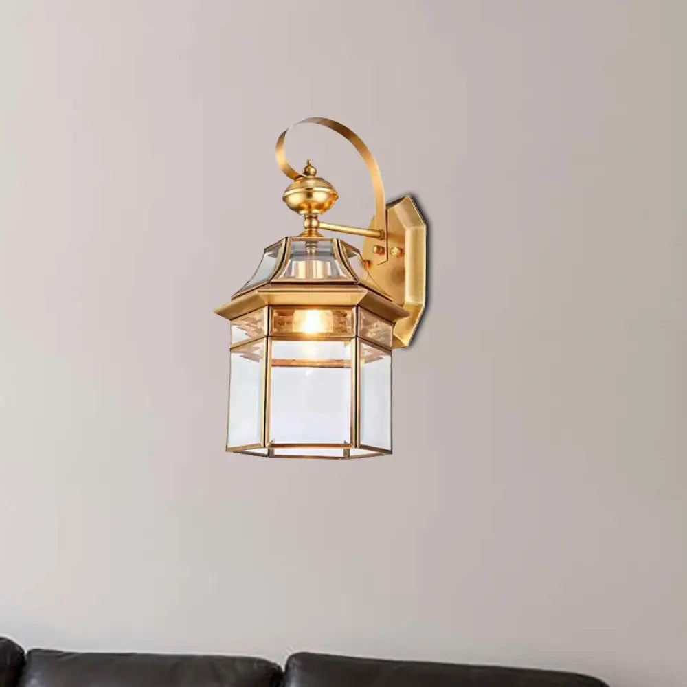 Traditional Brass Wall Sconce Open Bottom Metal Fixture For Living Room