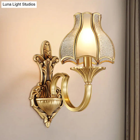 Traditional Brass Wall Sconce With Curving Design - 1/2 Light Fixture For Bedroom