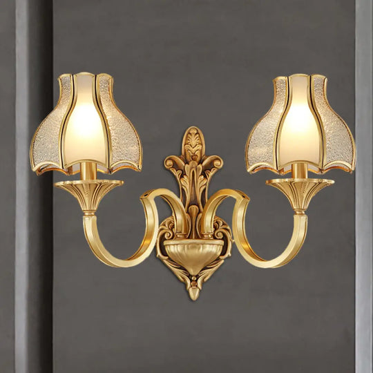 Traditional Brass Wall Sconce With Curving Design - 1/2 Light Fixture For Bedroom 2 /