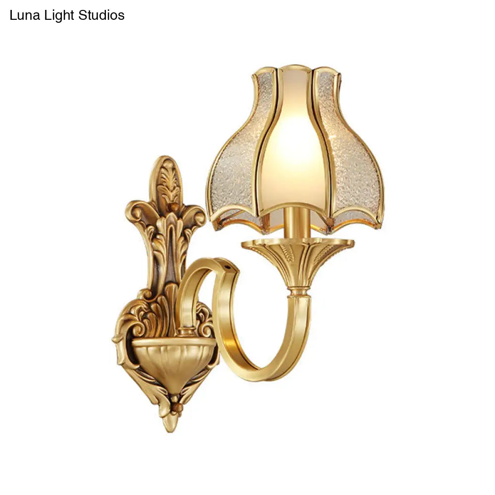 Traditional Brass Wall Sconce With Curving Design - 1/2 Light Fixture For Bedroom