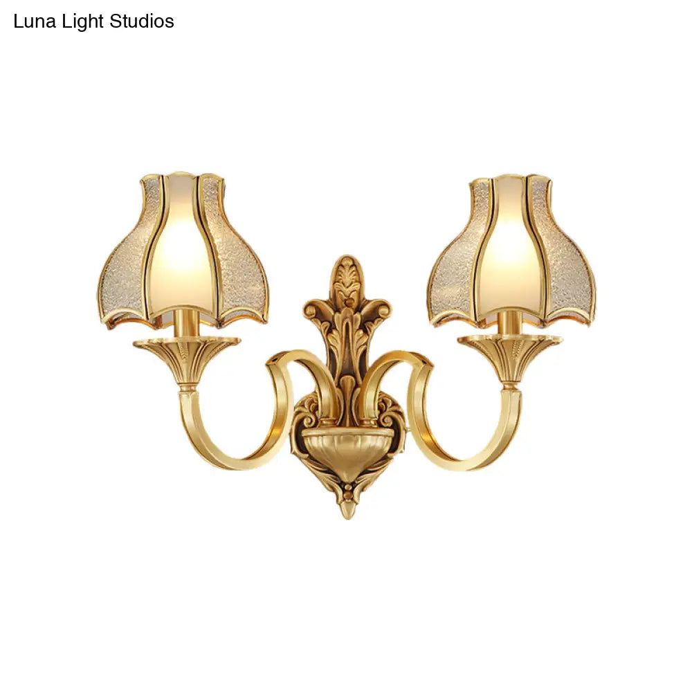 Traditional Brass Wall Sconce With Curving Design - 1/2 Light Fixture For Bedroom