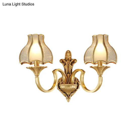 Traditional Brass Wall Sconce With Curving Design - 1/2 Light Fixture For Bedroom