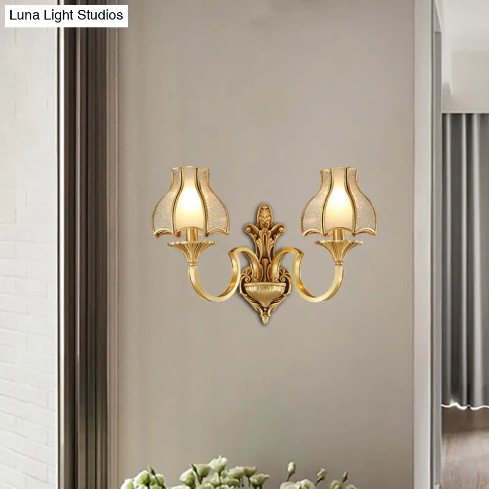 Traditional Brass Wall Sconce With Curving Design - 1/2 Light Fixture For Bedroom