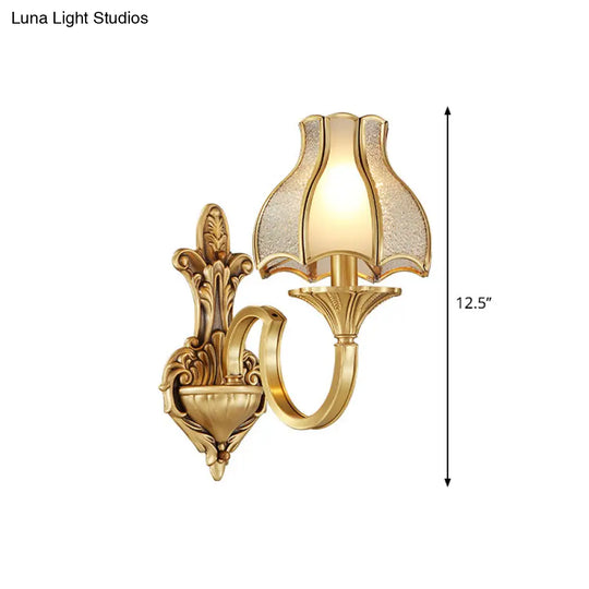 Traditional Brass Wall Sconce With Curving Design - 1/2 Light Fixture For Bedroom