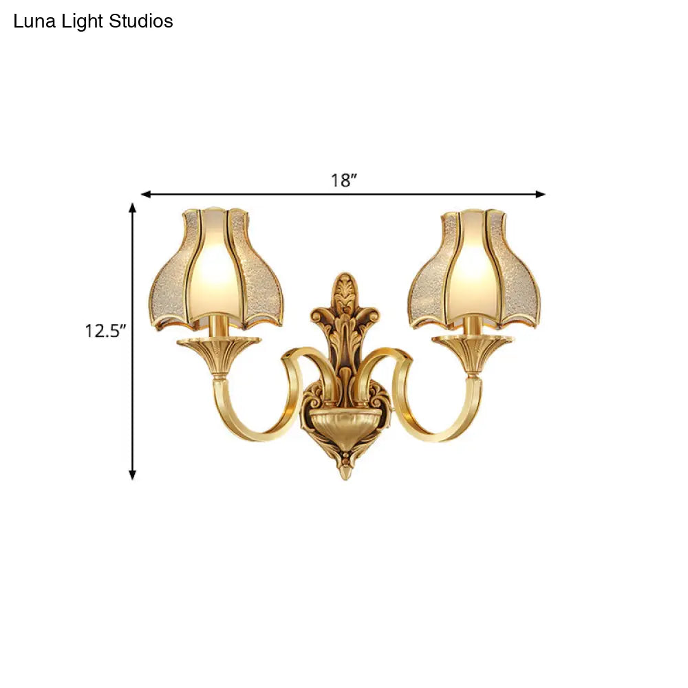 Traditional Brass Wall Sconce With Curving Design - 1/2 Light Fixture For Bedroom