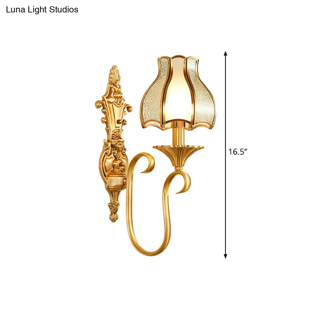 Traditional Brass Wall Sconce With Curvy Design - 1/2 Heads Ideal For Living Room