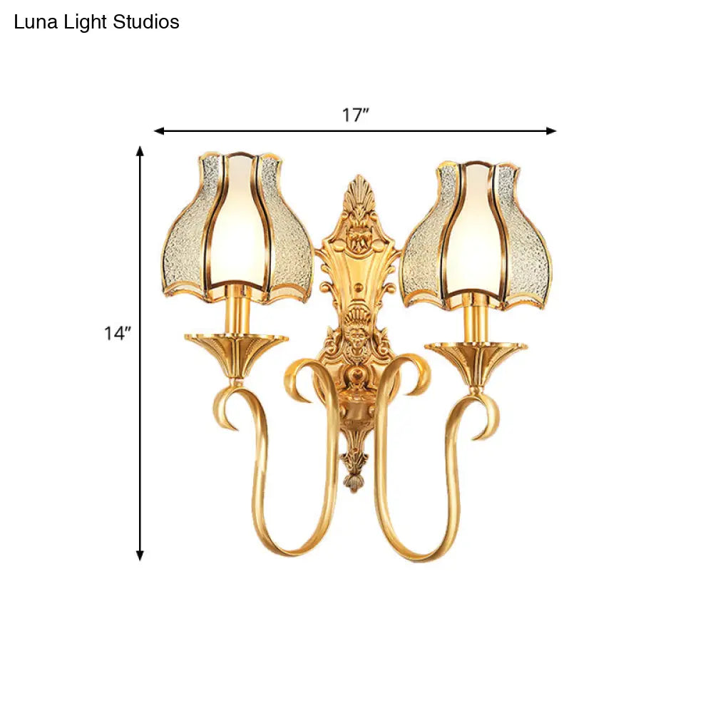 Traditional Brass Wall Sconce With Curvy Design - 1/2 Heads Ideal For Living Room