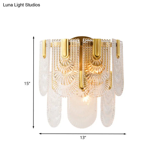 Traditional Brass Wall Sconce With Double Layers And 3 Bulbs