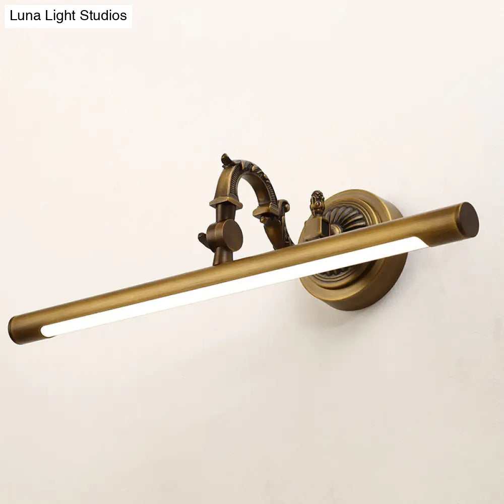 Traditional Bronze Finish Metal Bathroom Led Wall Sconce With Swing Arm