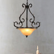 Traditional Bronze Inverted Bell Ceiling Lamp - Led Fluted Glass Pendant Lighting