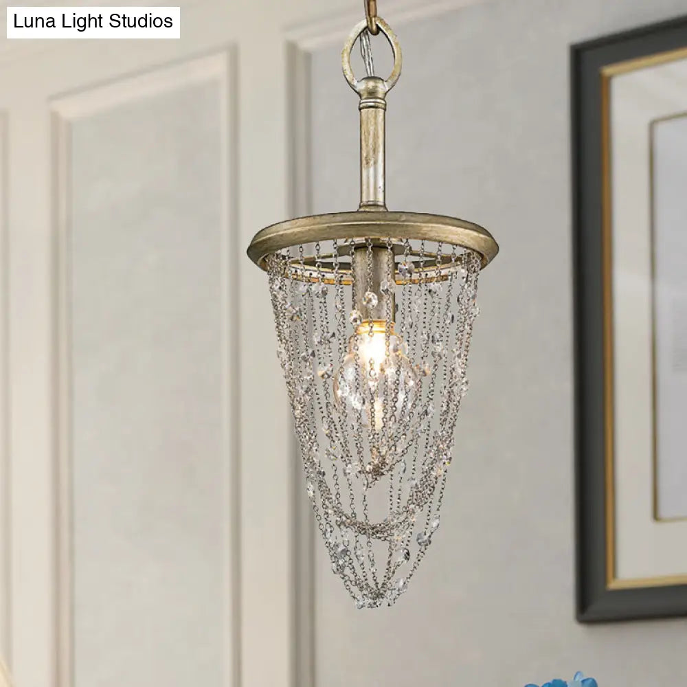 Traditional Brown Crystal Pendant Light Fixture - Ideal For Corridor Lighting