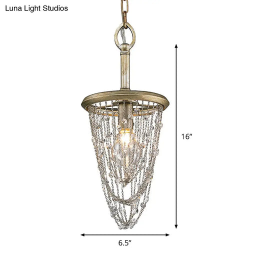 Traditional Brown Crystal Pendant Light Fixture - Ideal For Corridor Lighting