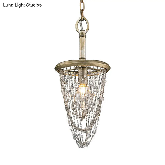 Traditional Brown Crystal Pendant Light Fixture - Ideal For Corridor Lighting