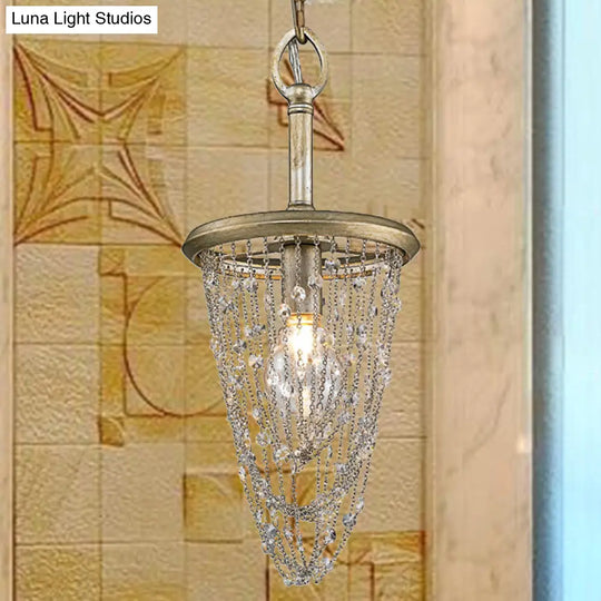 Traditional Brown Crystal Pendant Light Fixture - Ideal For Corridor Lighting