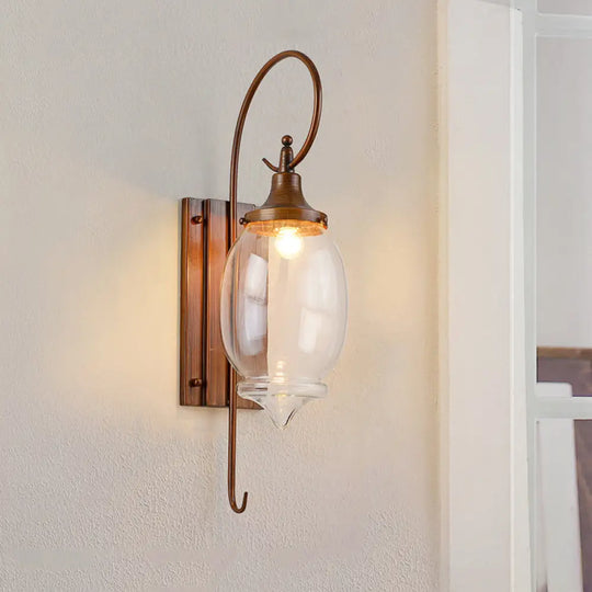 Traditional Brown Glass Bottle Sconce - Outdoor Wall Lighting With Clear 1-Light Fixture