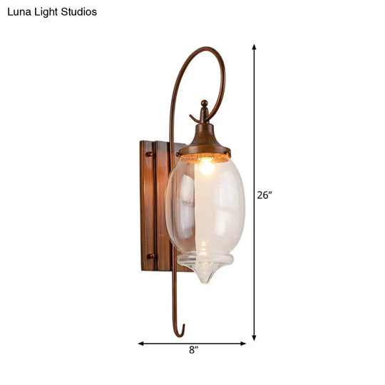 Traditional Brown Glass Bottle Sconce - Outdoor Wall Lighting With Clear 1-Light Fixture