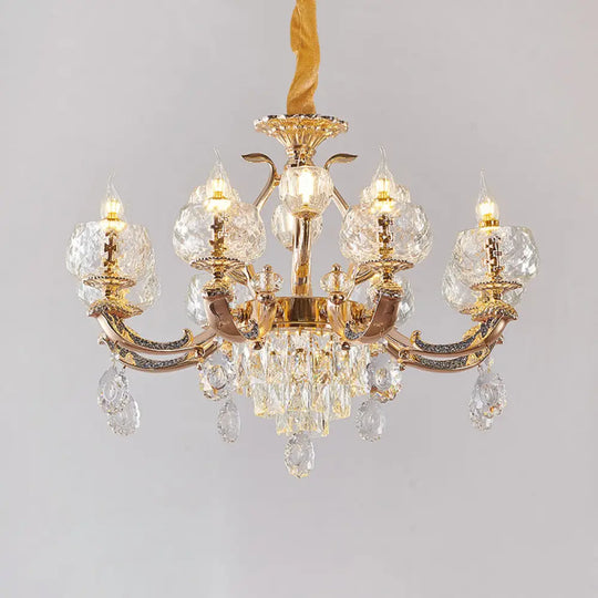 Traditional Chandelier Dining Room Light With Clear Rippled Glass Shade 12 /