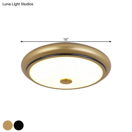 Traditional Circular Led Flush Mount Ceiling Light Fixture - 13/16/19.5 Wide Black/Gold With White