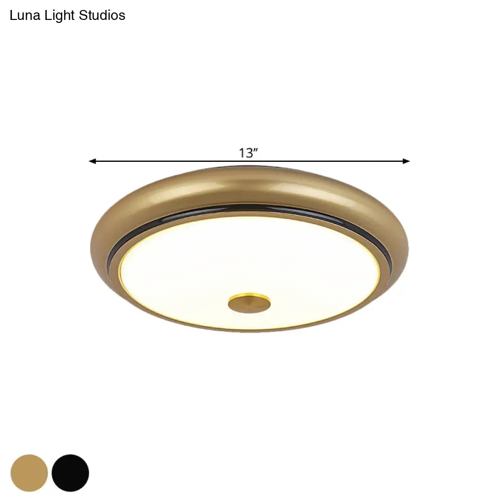 Traditional Circular Led Flush Mount Ceiling Light Fixture - 13/16/19.5 Wide Black/Gold With White