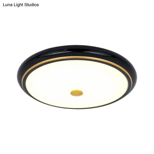 Traditional Circular Led Flush Mount Ceiling Light Fixture - 13/16/19.5 Wide Black/Gold With White