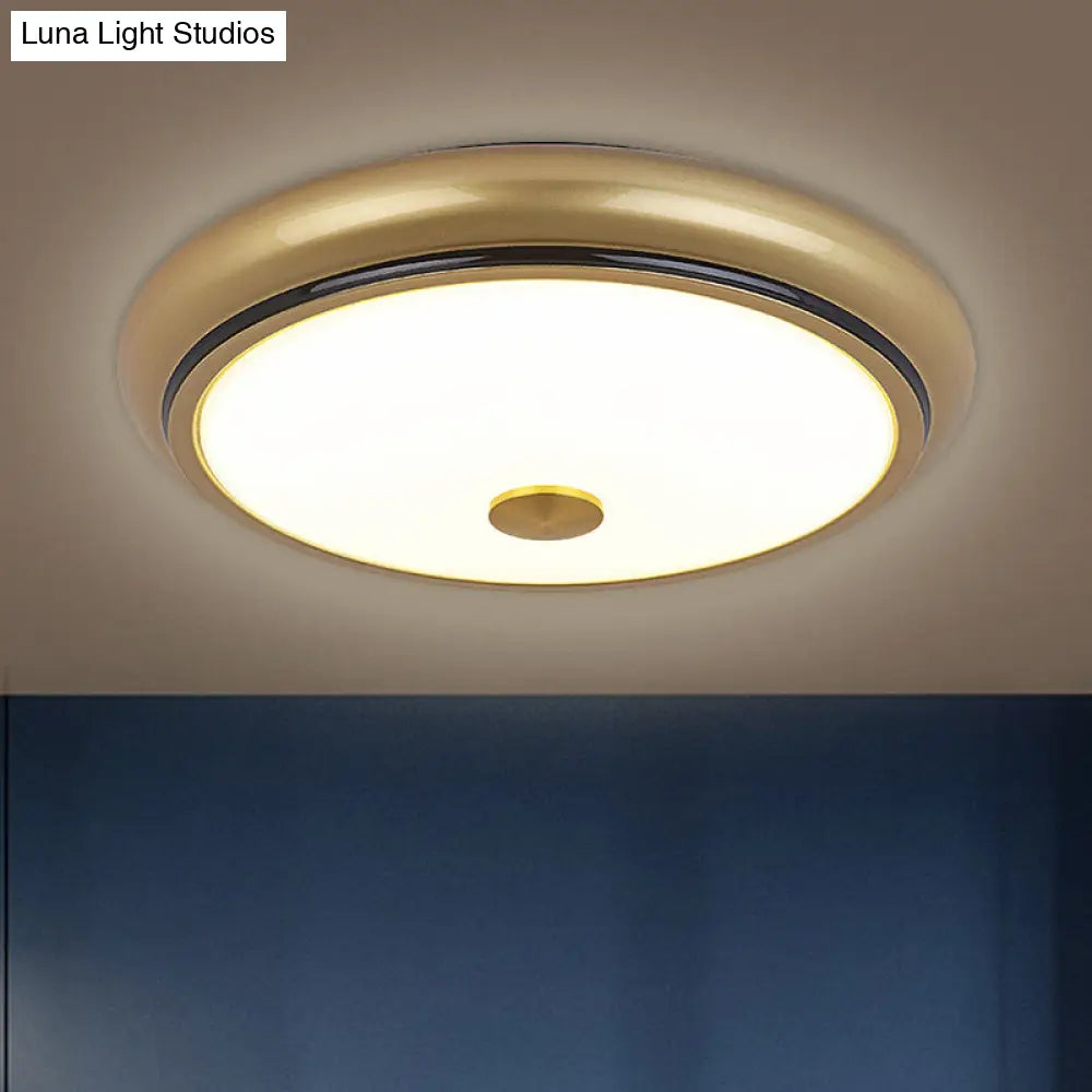 Traditional Circular Led Flush Mount Ceiling Light Fixture - 13/16/19.5 Wide Black/Gold With White