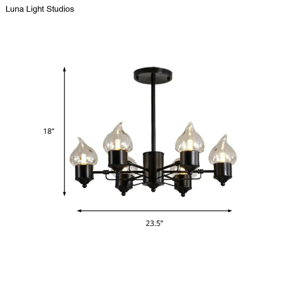 Traditional Clear Glass Chandelier With 3/6/8 Lights - Black Pendant Lighting For Living Room