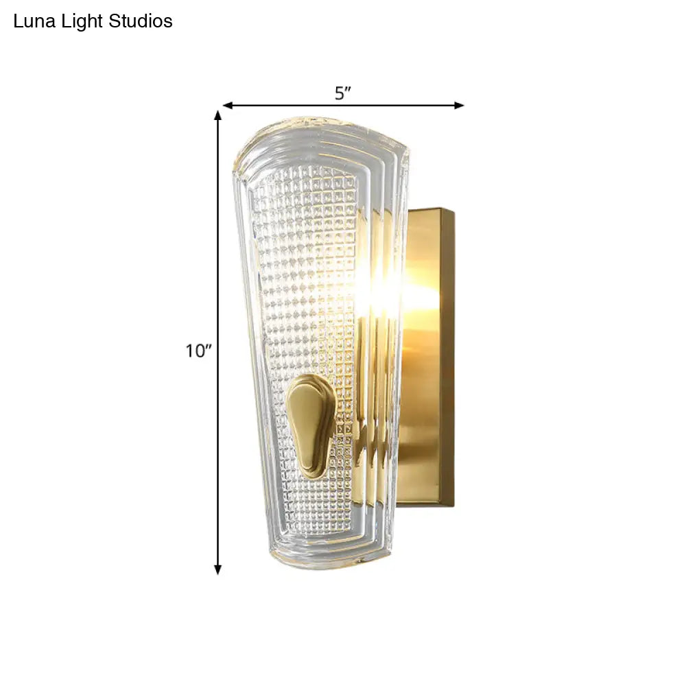 Traditional Clear Glass Indoor Sconce - Brass Finish Wall Lamp