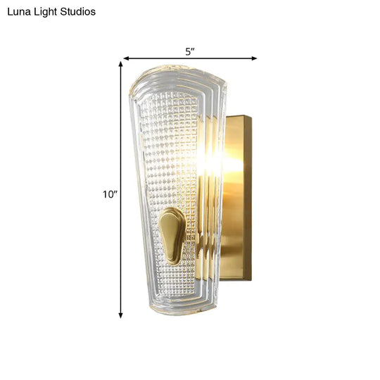 Traditional Clear Glass Indoor Sconce - Brass Finish Wall Lamp