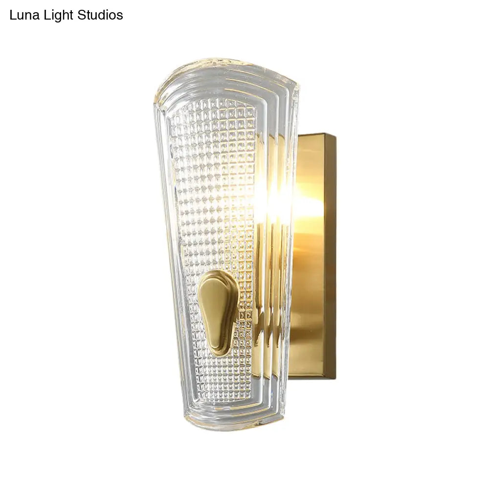 Traditional Clear Glass Indoor Sconce - Brass Finish Wall Lamp