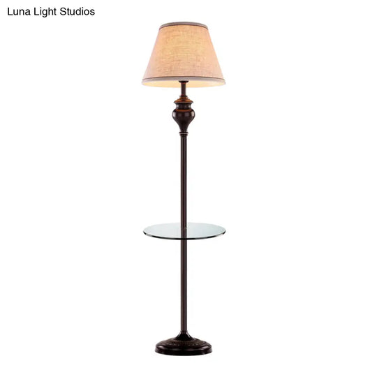 Traditional Conic Floor Lamp With Fabric Shade - Apricot