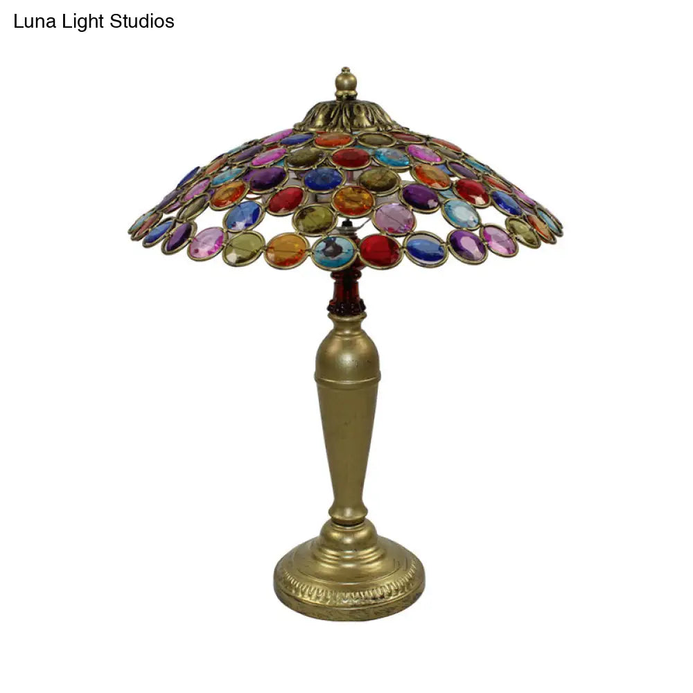 Traditional Conical Night Lamp With Metal Base - 12/16 Wide 1 Bulb Brass/Copper Finish Ideal For