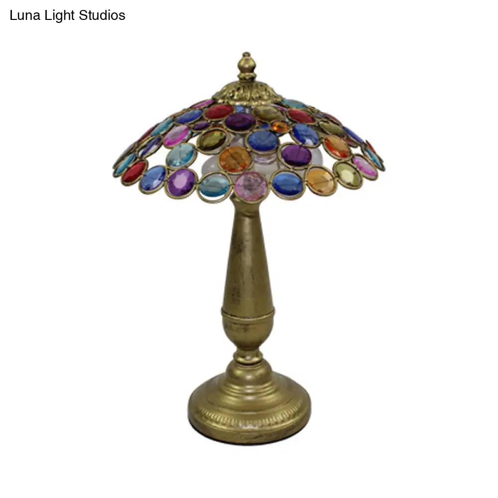 Traditional Conical Night Lamp With Metal Base - 12/16 Wide 1 Bulb Brass/Copper Finish Ideal For