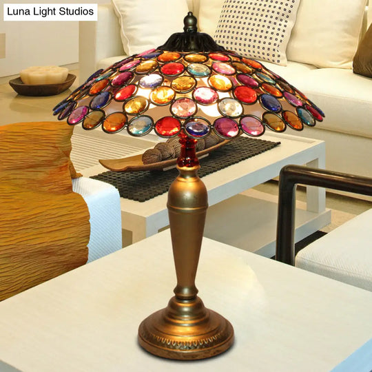 Traditional Conical Night Lamp With Metal Base - 12/16 Wide 1 Bulb Brass/Copper Finish Ideal For