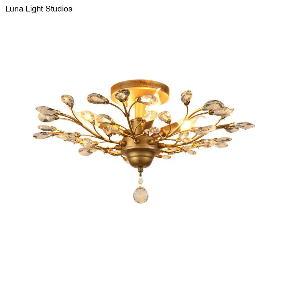 Traditional Crystal Branches Pendant Chandelier For Dining Room Ceiling Lighting