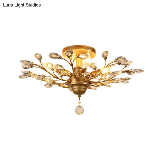 Traditional Crystal Branches Pendant Chandelier For Dining Room Ceiling Lighting