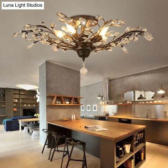 Traditional Crystal Branches Pendant Chandelier For Dining Room Ceiling Lighting