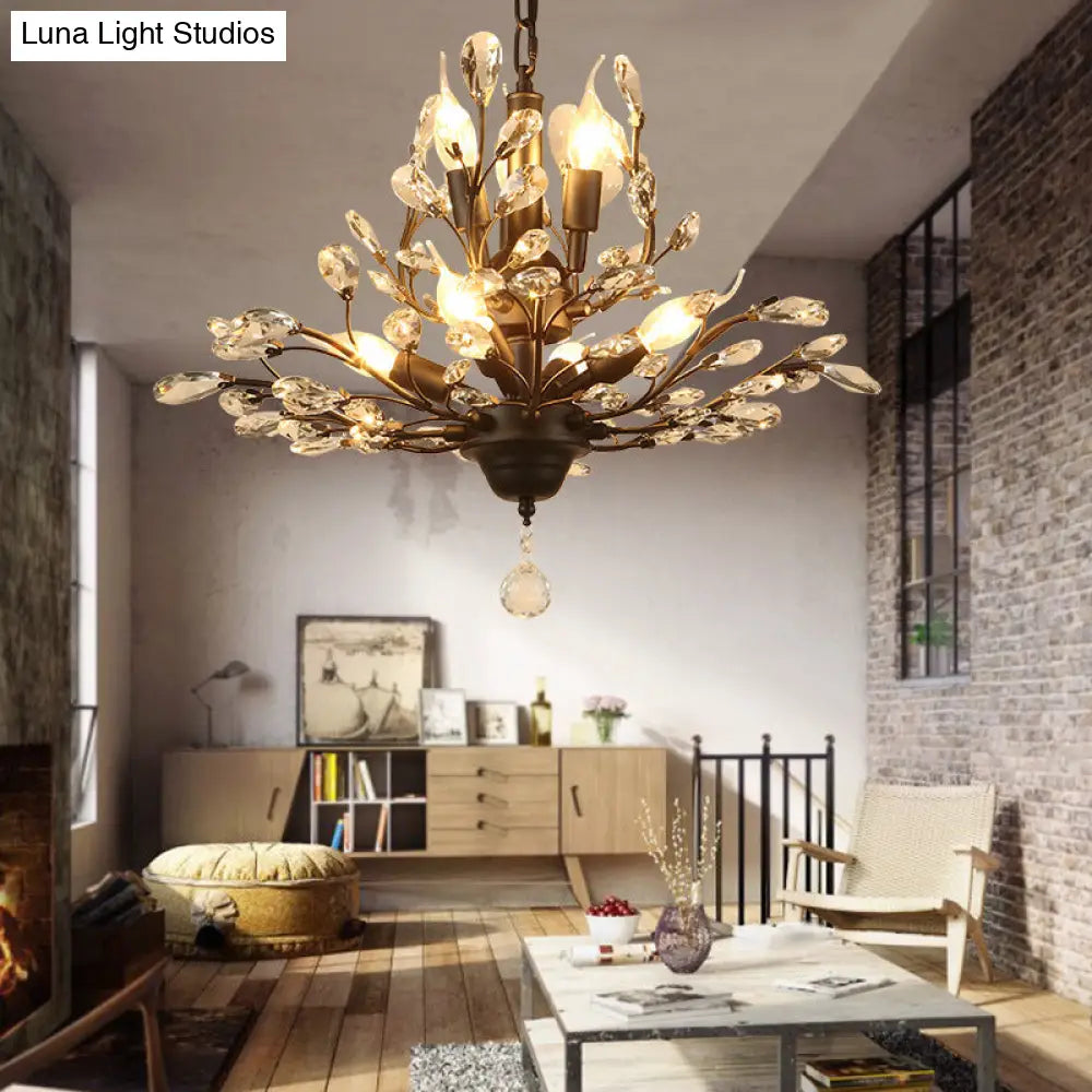 Traditional Crystal Branches Pendant Chandelier For Dining Room Ceiling Lighting