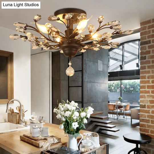 Traditional Crystal Branches Pendant Chandelier For Dining Room Ceiling Lighting