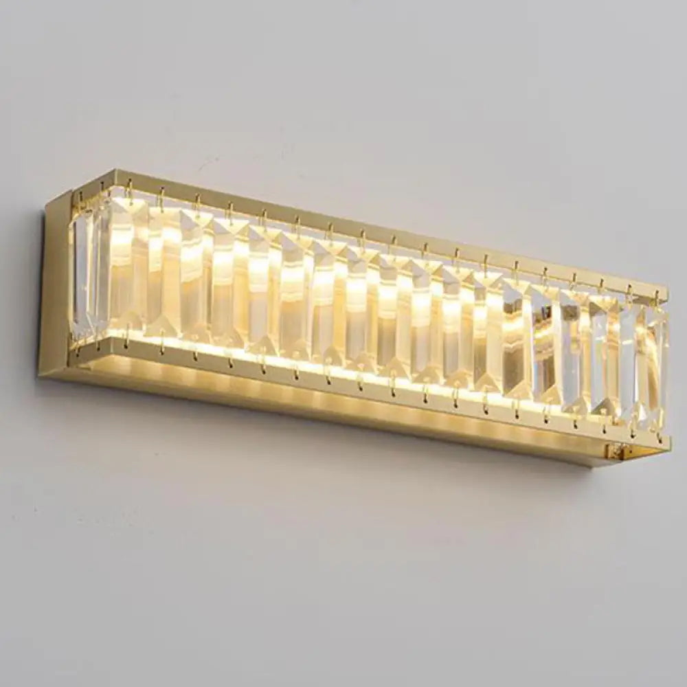 Traditional Crystal Brass Led Wall Lamp: 10/10.5/16-Inch Wide Round/Rectangle Sconce Light For